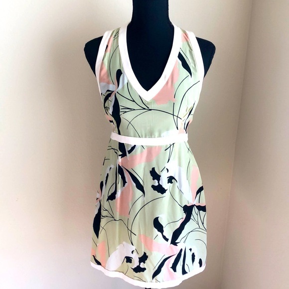 Miu Miu Dresses & Skirts - Miu Miu Green Floral V-Neck Halter Style Sleeveless Dress Size 10/42